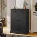 Black 6 Drawer Wood Dresser A752