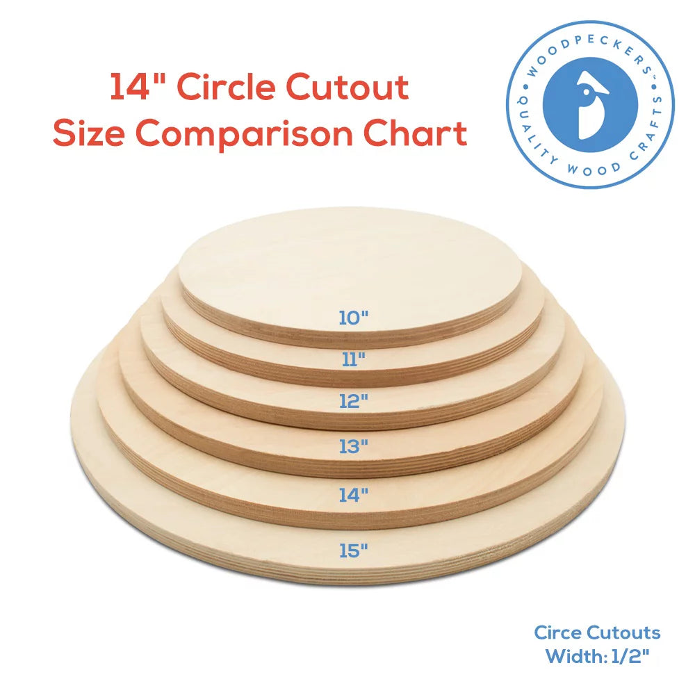 14 inch Unfinished Birch Wood Circles Pack of 10 Z960