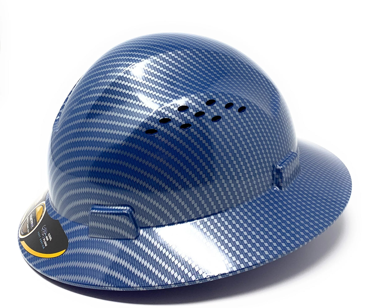 Blue Silver Full Brim Hard Hat with Suspension Z10332