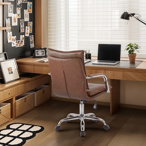 Brown Leather Ergonomic Office Chair with Arms G574980