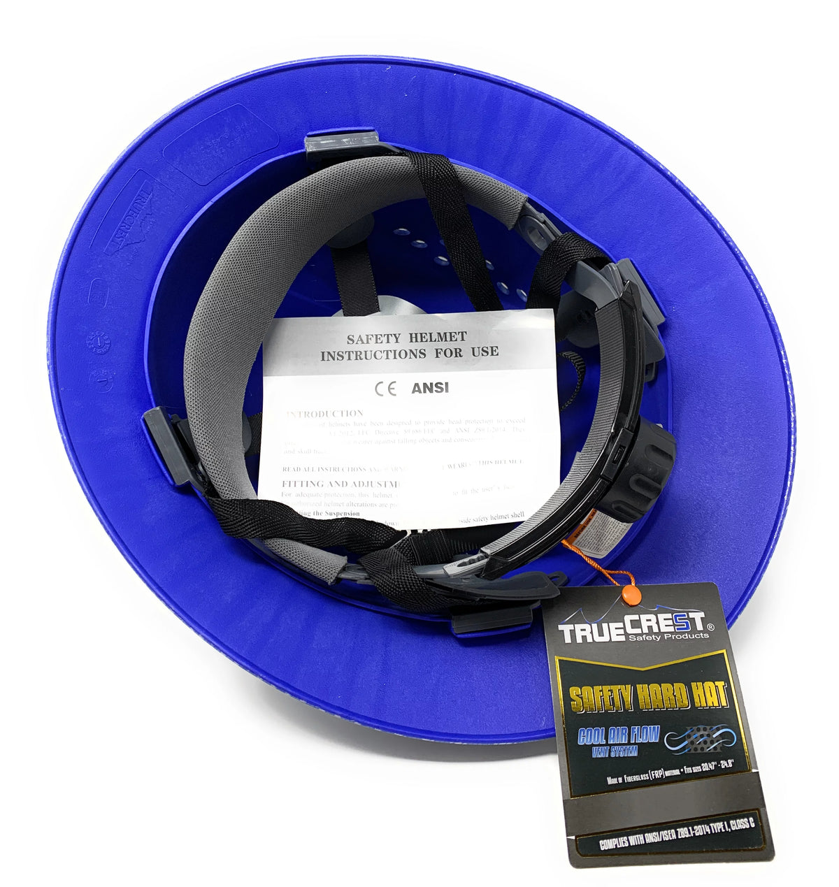 Blue Silver Full Brim Hard Hat with Suspension Z10332