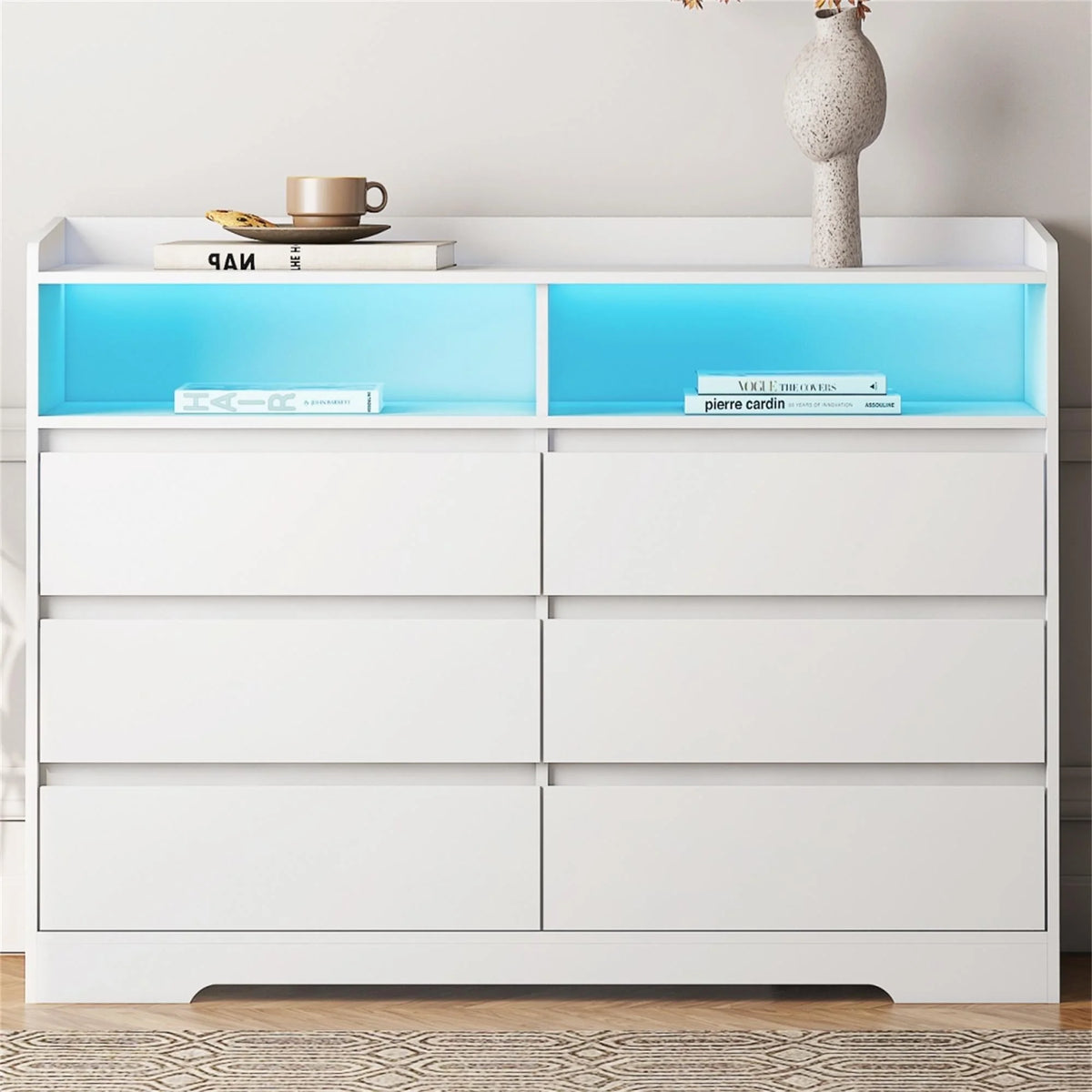 White 6 Drawer Dresser J876