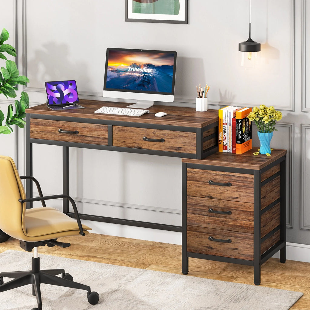 Reversible Computer Desk with 5 Drawers K440733