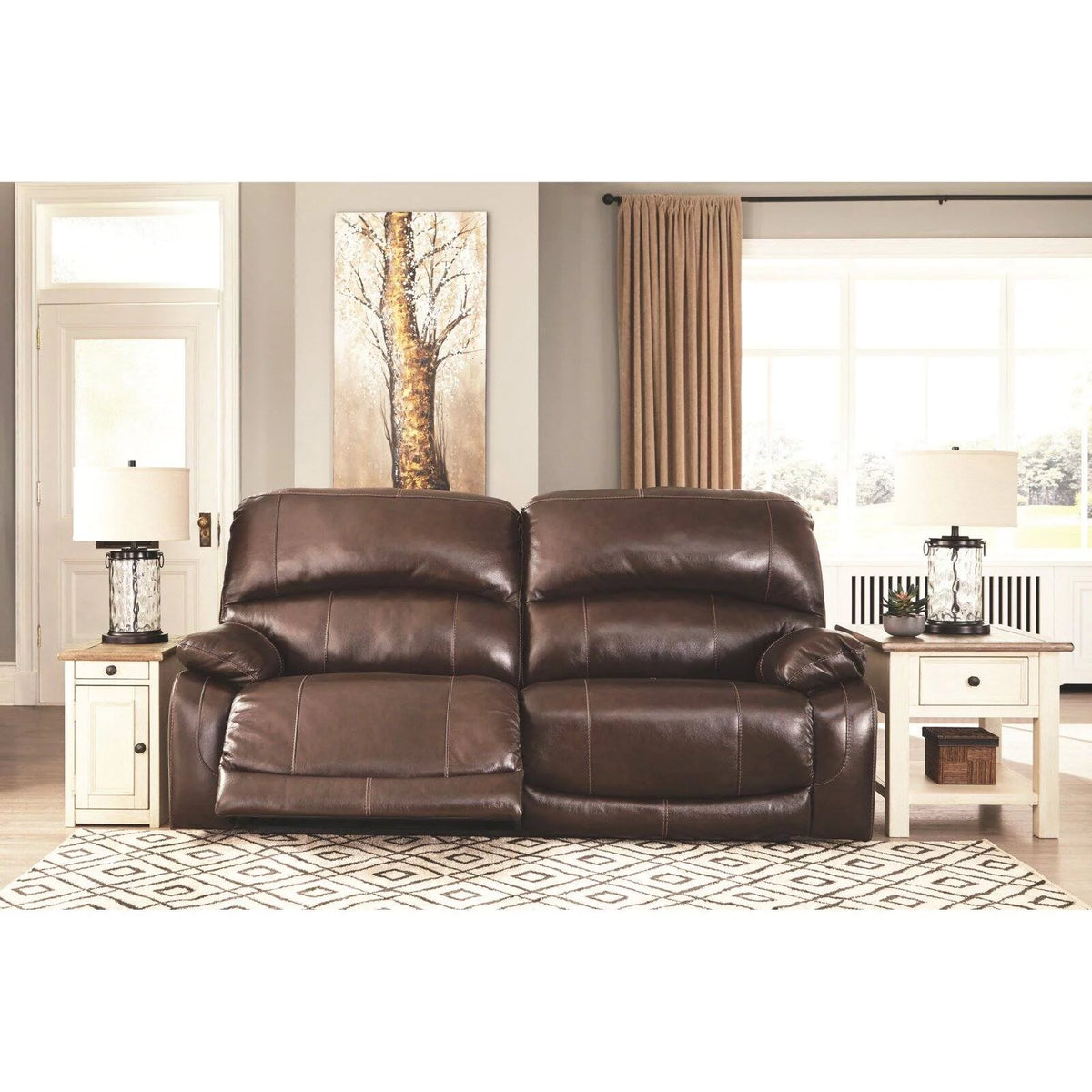 Gray Leather Power Reclining Sofa V17151