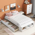 White Full Size Platform Bed with Storage Shelves and Drawer I95274