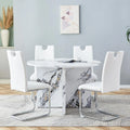 White 5 Piece Round Dining Table Set T959516