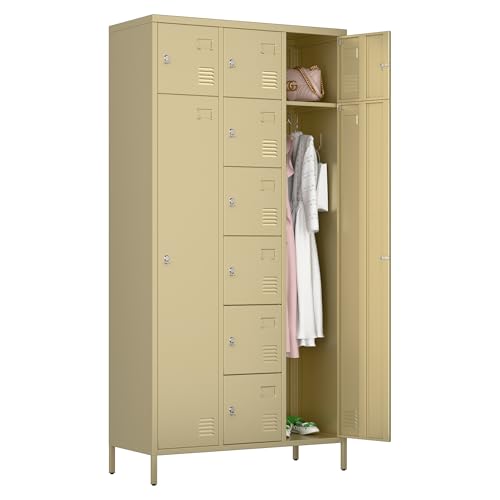 72" H Metal Storage Lockers with Doors and Rod, 7+1 Doors, Camel L99723