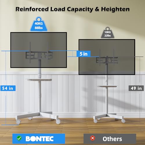 Mobile TV Stand with Tilt Function, Rolling TV Cart for 23-60" TVs, up to 88lbs E140
