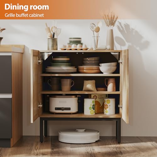 Buffet Cabinet with Storage, 2 Doors with Metal Base and Adjustable Shelf K538