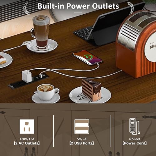 53.5'' Mobile Kitchen Island with Power Outlet W960385