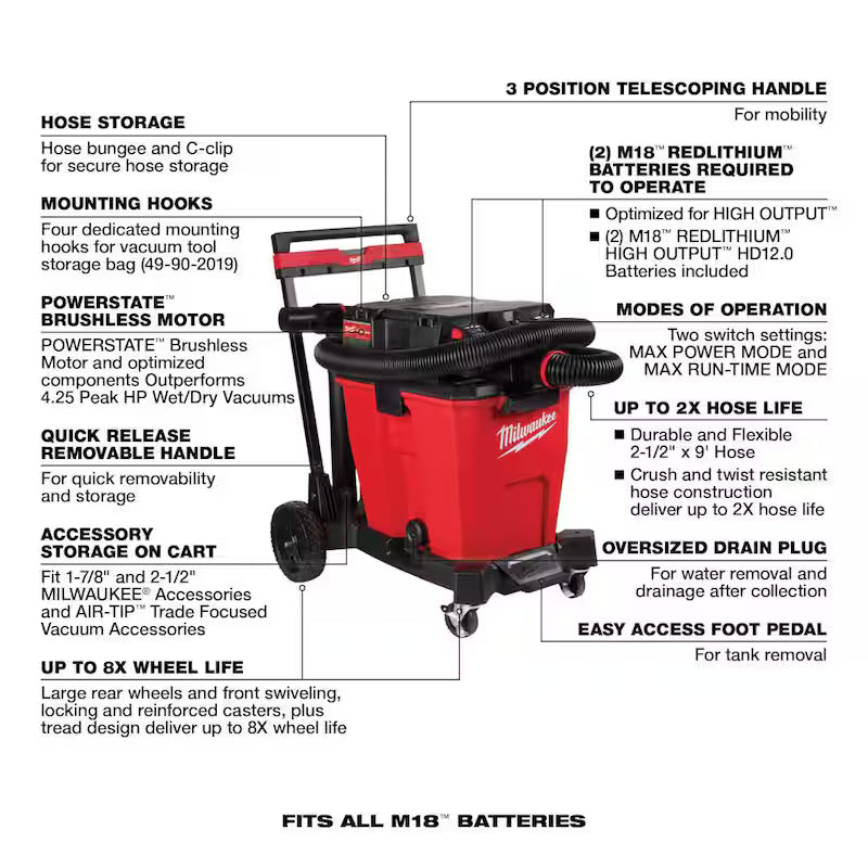 12 Gal Cordless Wet/Dry Shop Vac Kit with Right Angle Tool and Bag H4781