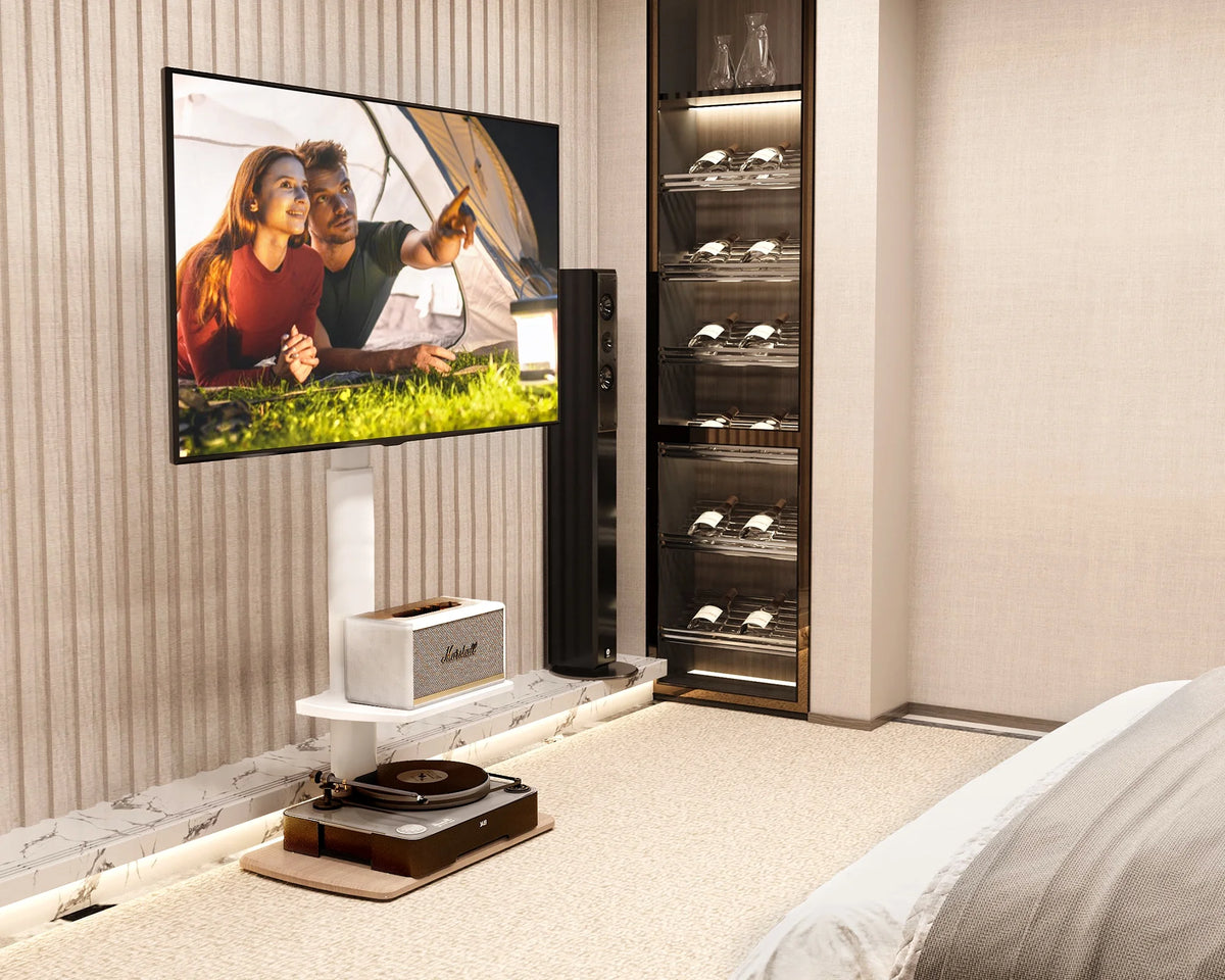 Floor TV Stand for 32-70 Inch Flat or Curved TVs, Height Adjustable, White N752
