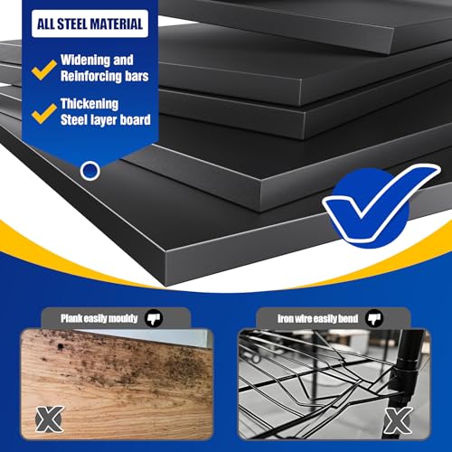 72" Black Metal Garage Shelving 3000LBs 5T Adjustable J6354
