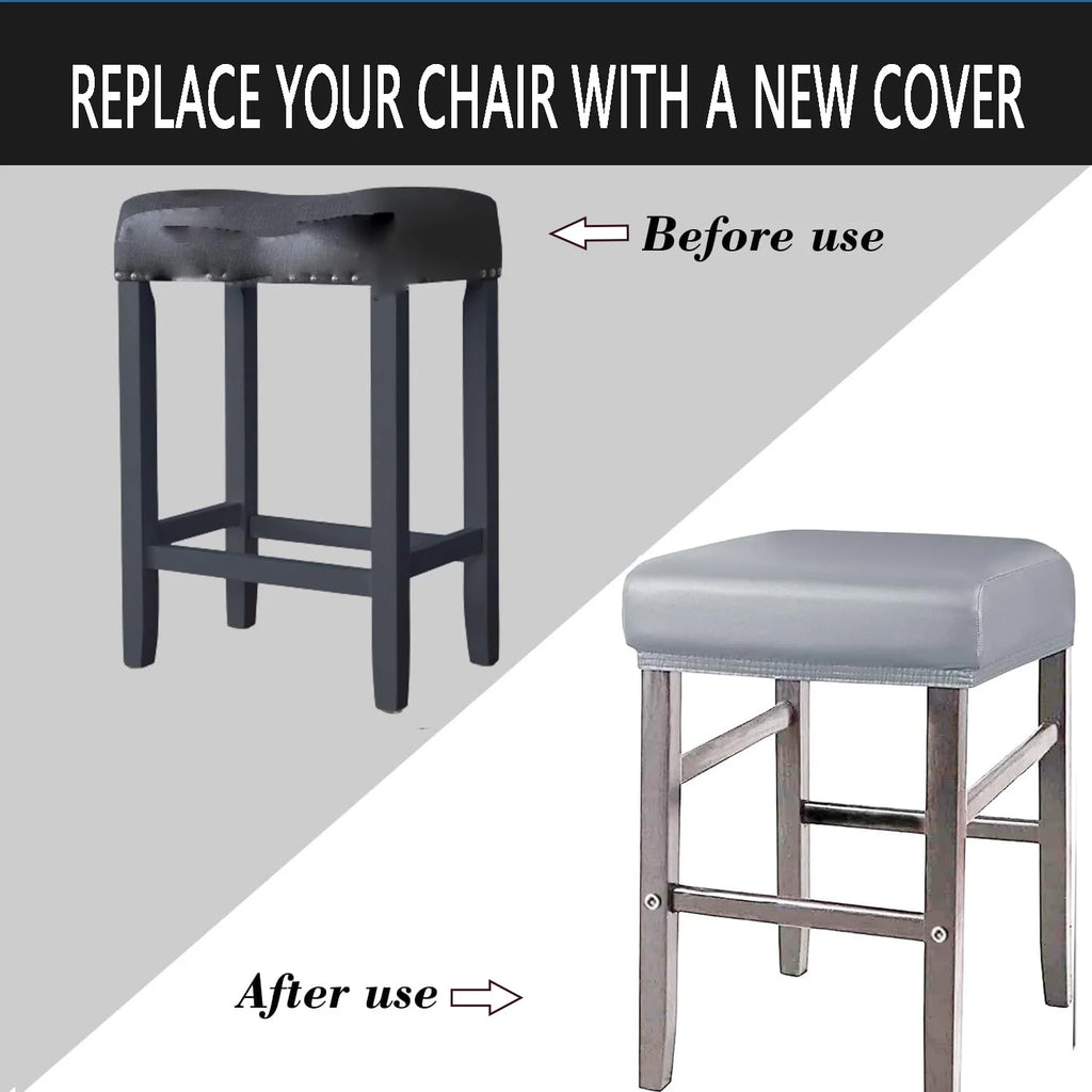 Rectangle Stretch Washable Bar Stool Covers, Light Grey, S 2pcs P2180