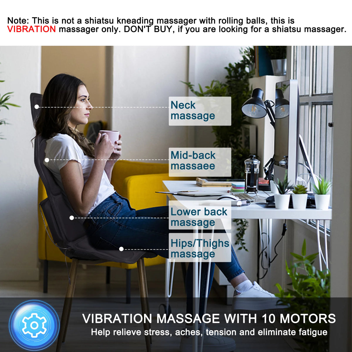 8 Mode Heated Electric Kneading Massage Seat Cushion Y72671