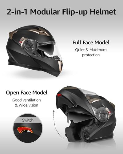 DOT Approved Full Face Motorcycle Helmet with Flip Up Dual Visor K5336