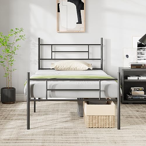 Full Size Metal Platform Bed Frame with Headboard and Footboard T724546