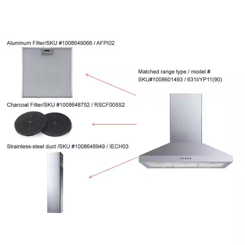 36 in. 350CFM Convertible Stainless Steel Range Hood with LED Lights X573
