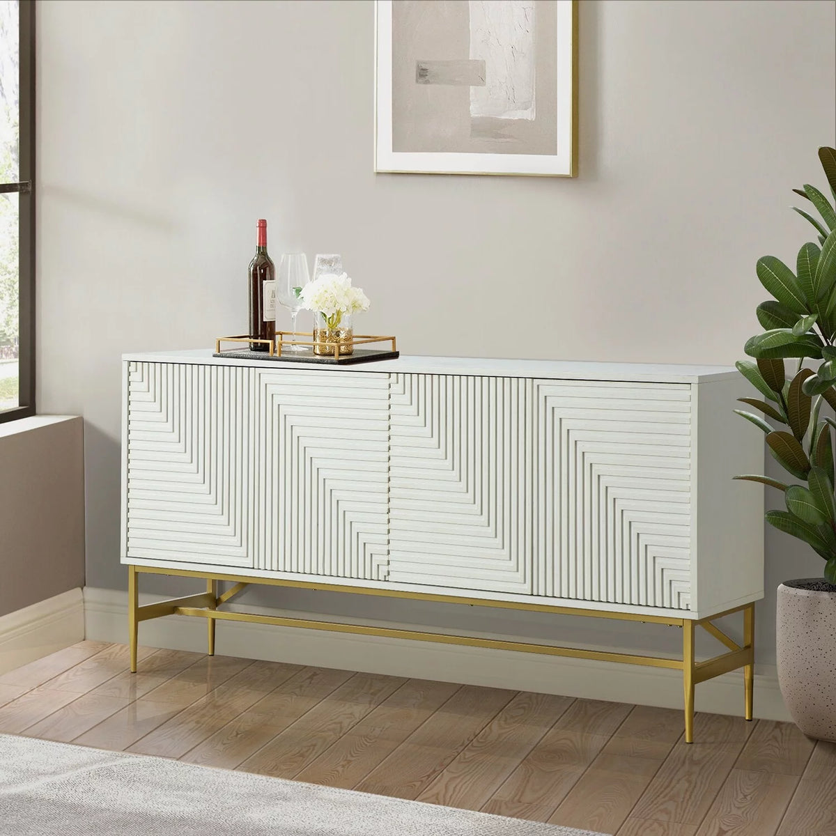 Walnut Sideboard with Metal Legs Y818