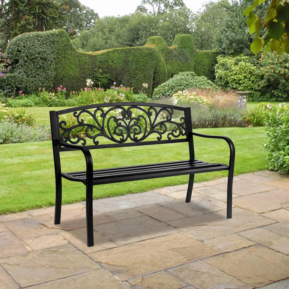 Black Iron Outdoor Bench C106