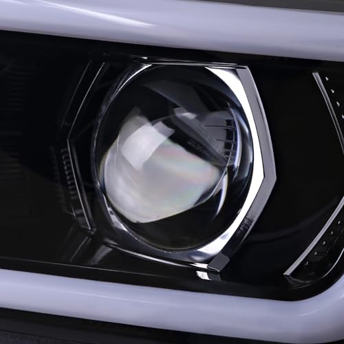 Black Projector Headlights with Sequential LED Turn Signal, L + R Pair Headlamp Assembly A9082