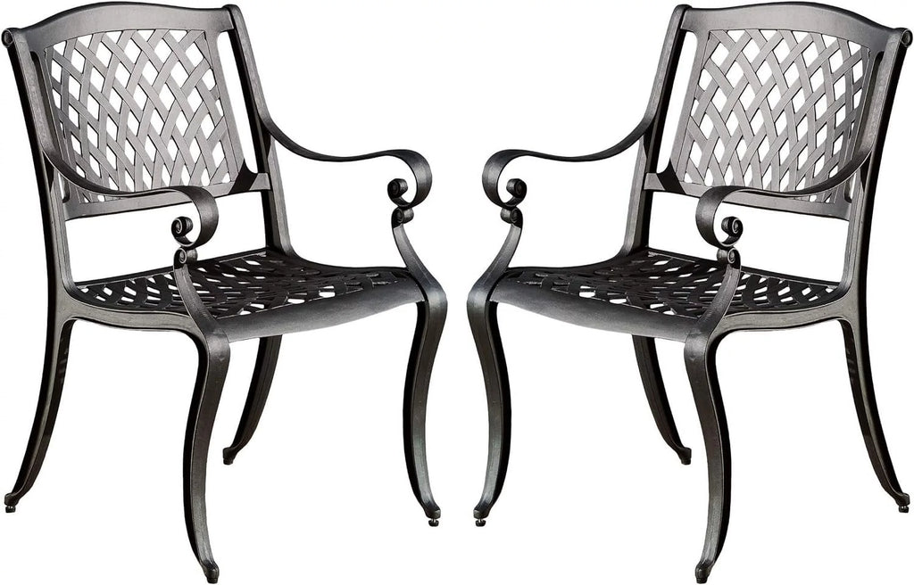 Cast Aluminum Chairs, 2-Pcs Set, Antique Matte Black C718
