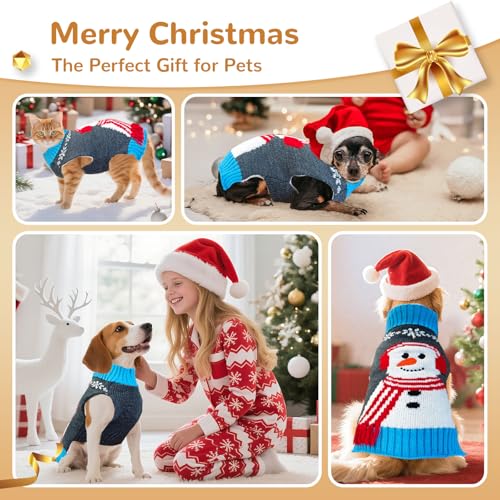 Striped Dog Christmas Sweater Turtleneck Knit Pullover N84312